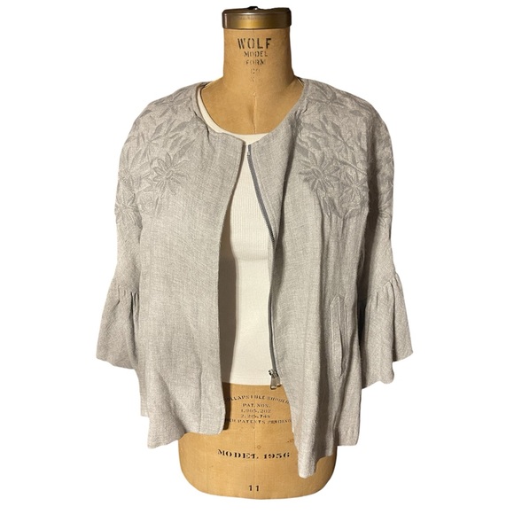 ZARA BASIC | Embroidered Wool Blend Jacket - Picture 3 of 11